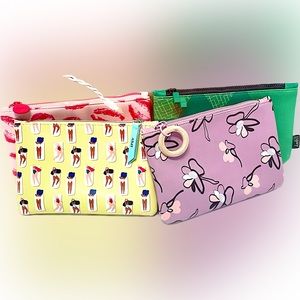USED Four Cute MAKEUP BAGS with different zipper embellishments